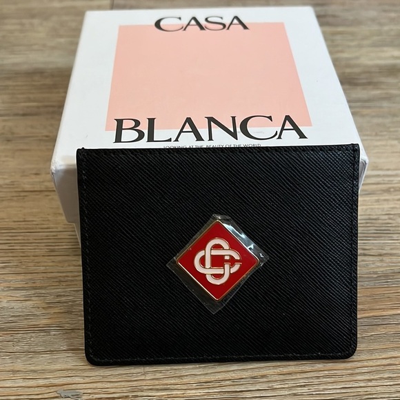 Casablanca unisex monogram leather logo card holder wallet NEW